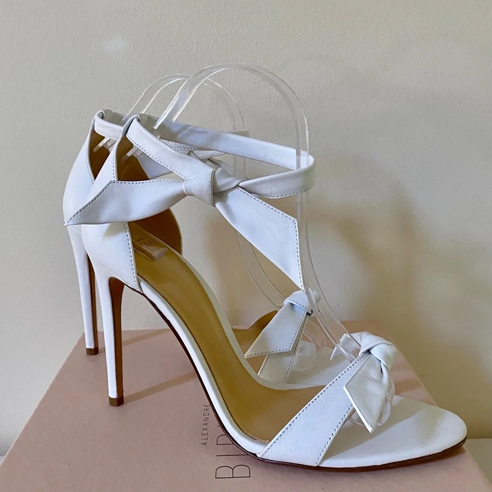 Alexandre Birman White Leather Clarita 100 Sandals New In Box  US8 / IT38